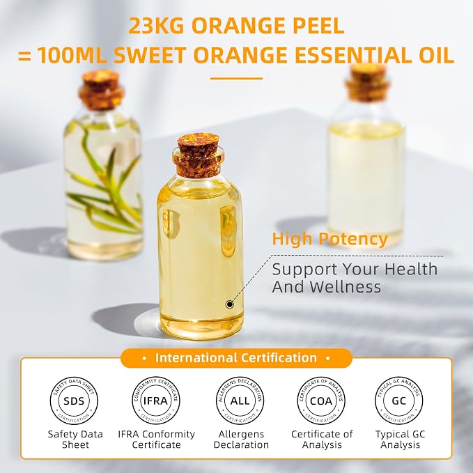 HIQILI Sweet Orange Essential Oil Large Capacity for Skin Care & Diffusers | Air Freshening & Space Cleaning for DIY Studio, Spa, Hotel & Household Stock, Mall, Beauty Salon - 500mL / 16 fl oz