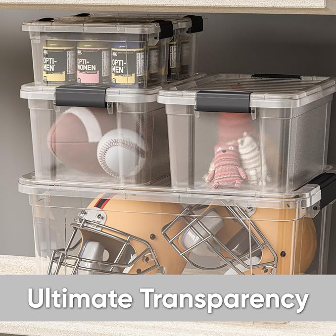 Superio Storage Bins with Lids - Clear Boxes for Organizing, Stackable Plastic Containers - BPA Free, Non-Toxic, Odor Free, Organizer for Home, Office, Dorm(2 Pack, 11 Qt)