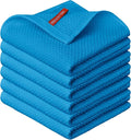 Artoid Mode 100% Cotton Sky Blue Waffle Weave Kitchen Dish Cloths, 12x12 Inch Ultra Soft Absorbent Quick Drying Kitchen Dish Towels Set of 6