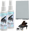 Calvana (2-Pack) 2-in-1 Piano Cleaner and Polish Kit, Includes 12x12 Microfiber Cleaning Cloth, Piano Accessories for Most Piano Surfaces, Grand Piano, Digital Piano, Baby Grand Piano, Violin, 4 OZ×2