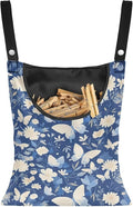 3 Pcs Butterfly and Floral Clothespin Bag with Large Opening Clothes Pins Holder Outdoor and Laundry Bag Hanging Fits for Clothesline Outdoor