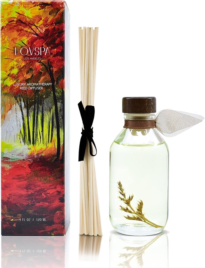 Reed Diffuser Set - Cashmere Woods Scented Diffuser with Sticks | Autumn Fall Home Fragrance Reed Diffuser for Bedroom, Bathroom Shelf Décor - Made in the USA