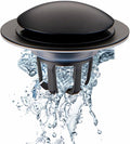 Bathroom Sink Drain Stopper,Welsan Universal Pop Up Drain Strainer with Hair Catcher for 1 1/8"-1 1/2" Drain Hole,Anti-Clogging Design Matte Black