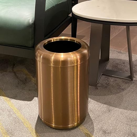 10L/2.6GAL Brushed Stainless Steel Trash can,Open Top Wastebasket Bin,Garbage Can for Bathroom,Living Room,Office,Kitchen,Bedroom,Hotel (Rose Gold)