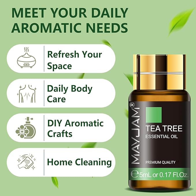 MAYJAM Tea Tree 20 Pcs Pure Essential Oil Gift Set, for Diffuser, Humidifiers, Skin Care, Massage, Fragrance Oil Scent for DIY Candle and Soap Making, Gift for Friend (5ML)