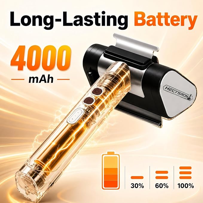 Electric Grill Brush, Cordless BBQ Grill Cleaner with High Torque Motor, 3-Speed Rotary Brush, LED Light & Stainless Steel Scraper, 4000mAh Rechargeable Tool for Outdoor Grills, Griddles & Smokers