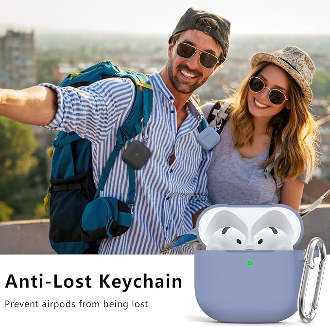 Ljusmicker for AirPods 4 Case 2024 with Cleaner Kit,Soft Silicone Protective Cover for Apple AirPods 4th Generation Cases for Women Men,for AirPod 4 Case Accessories with Keychain-Lavender