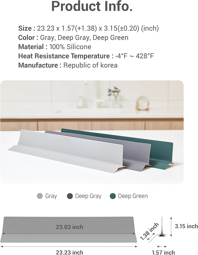 DEARCUS Kitchen Sink Splash Guard 23 Inch - Soft Silicone Water Shield Keeps Clothes & Countertops Dry, Strong Suction Non-Slip, No More Wet Sleeves or Sore Arms - Dishwasher Safe (Deep Gray)