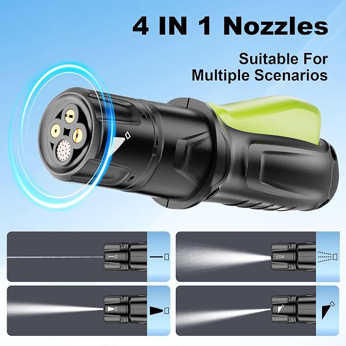 Portable Foldable Max 72 PSI Hand Sprayer | Cordless, 2000mAh Lithium Battery, 4-in-1 Nozzle, 12L Collapsible Bucket, For Outdoor Cleaning, Camping, Gardening