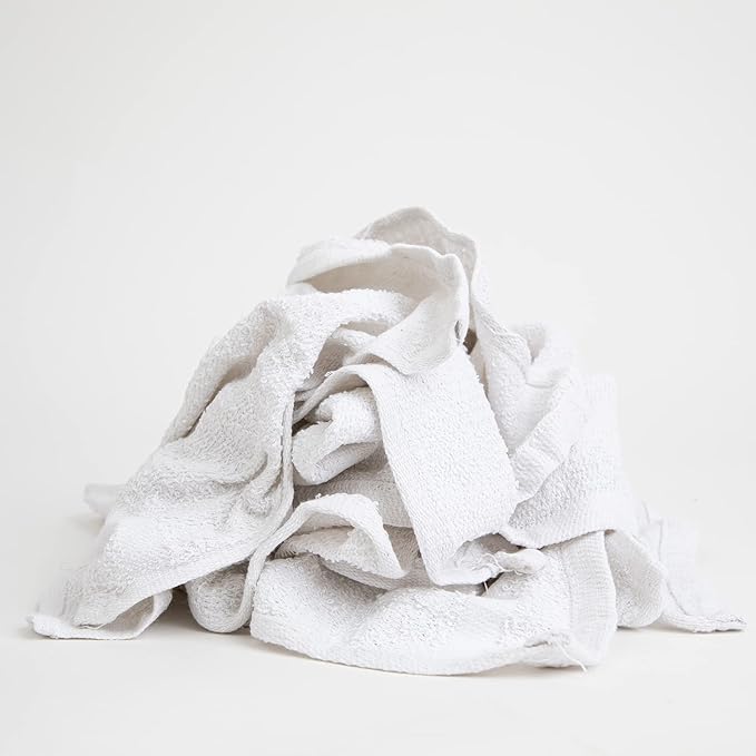 Arkwright W11 Terry Cloth Towels for Cleaning - Case of 25 - Soft Cotton Blend Washable Multi-Purpose Bar Mop, Absorbent & Quick Dry, Bulk Box of Rags for Kitchen, Auto Shop, and Garage, 25 lb, White