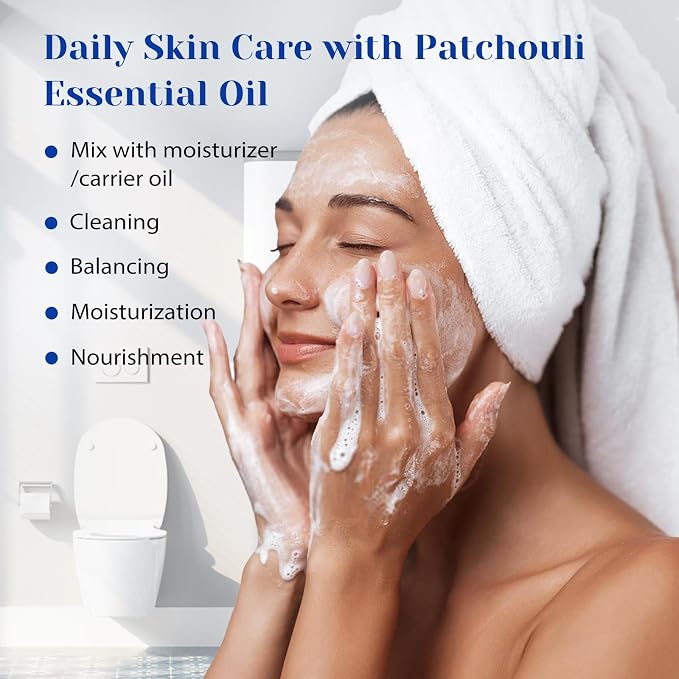 HIQILI Patchouli Essential Oil for Diffuser,Skin Care&Hair Nourishment | Soothes Skin,Nourishes Hair,Fits Diffuser Aromatherapy&DIY Perfume,Great Gift Option,Large Capacity-100mL/3.38 fl.oz