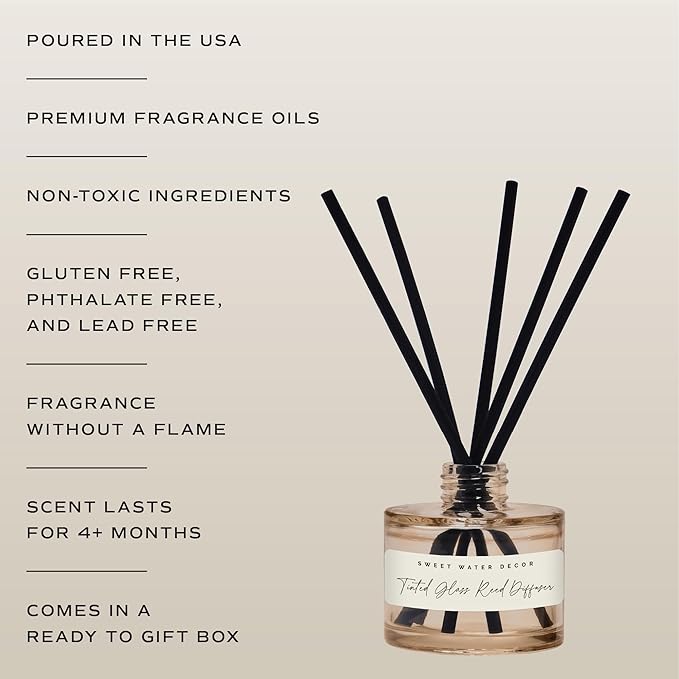 Sweet Water Decor Pumpkin Spice Reed Diffuser, Autumn Scented Premium Fragrance, Long-Lasting Air-Freshener for Home, Bathroom & Bedroom, Cozy Fall Gift for Women, Non-Toxic Oil, Lasts 4+ Months