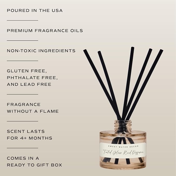 Sweet Water Decor Island Air Reed Diffuser – Room Decor Aesthetic with Long-Lasting Premium Fragrance of Tropical Fruits, Sugared Oranges, Lemons, Limes for 4 Months – Ideal for Home Decor