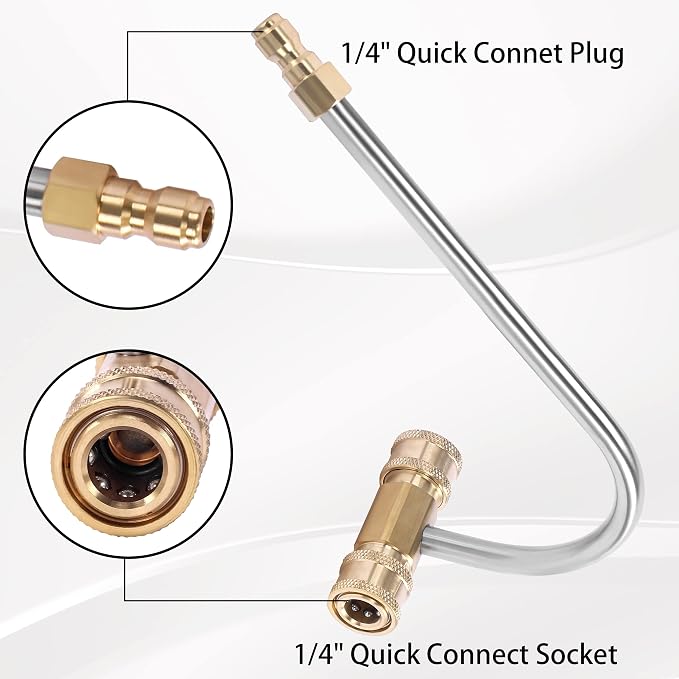 FIXFANS Pressure Washer Gutter Cleaner Attachment, 1/4 Inch Quick Connect | 4000 PSI, Gutter Cleaning for Power Washer with 4 Nozzles, 9 Inch