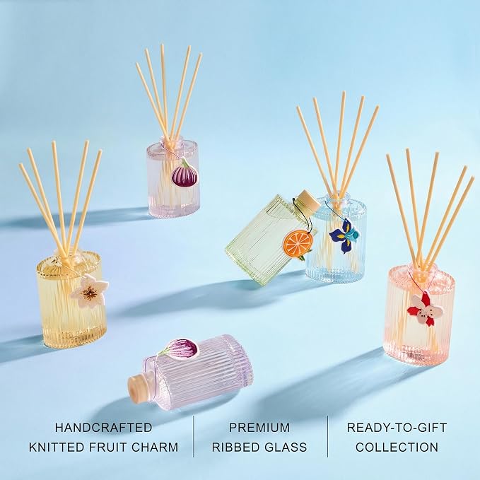 Reed Diffuser, Blue Iris Scent Flower Diffuser, 6.09 fl oz | 8 Reeds, Long-Lasting Home Fragrance, Bathroom Bedroom Shelf Decor & Gifts