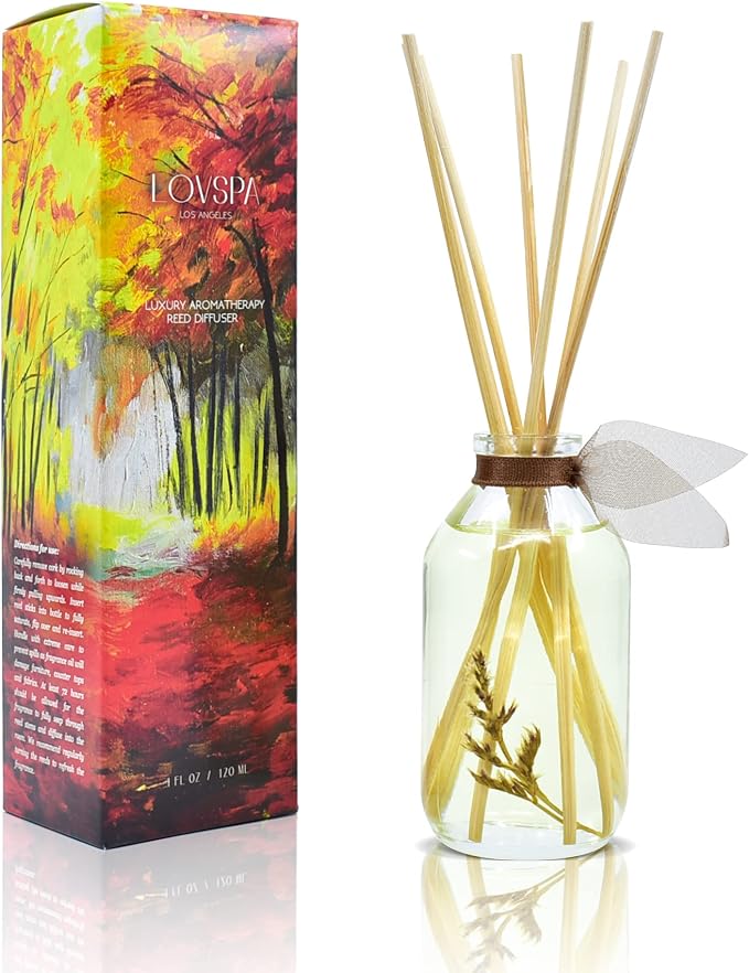 Reed Diffuser Set - Cashmere Woods Scented Diffuser with Sticks | Autumn Fall Home Fragrance Reed Diffuser for Bedroom, Bathroom Shelf Décor - Made in the USA