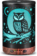 Essential Oil Diffuser 120ML Metal Aromatherapy Diffuser with Timer, Cool Mist Humidifier with Auto Shut-Off & 7 Color Lights for Home Office Spa (Owl)