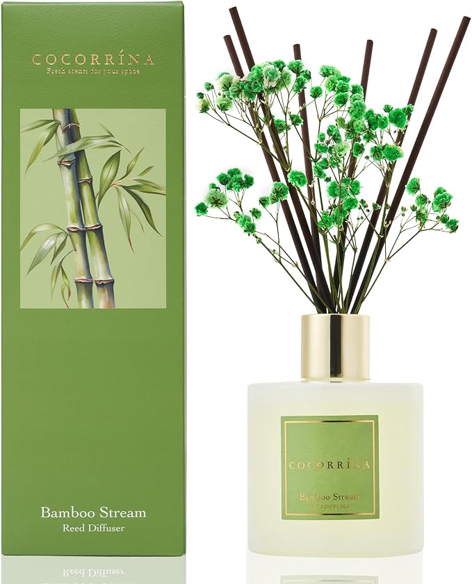 Reed Diffuser - Bamboo Stream Scented Diffuser with 8 Sticks Home Fragrance Reed Diffuser for Bathroom Shelf Decor