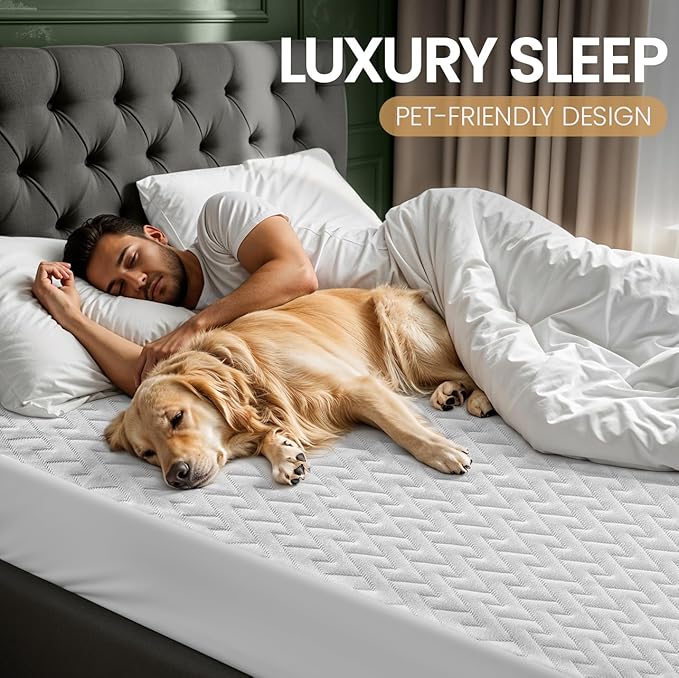 Utopia Bedding Waterproof Mattress Protector King Size, Premium 3D Air Soft Fabric Mattress Cover, Fits 17 Inches Deep, Breathable, Fitted Style with Stretchable Pockets