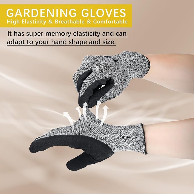 2 Pairs garden gloves work gloves with grip working gloves,Breathable latex dipped gloves,Suitable for garden weeding, construction, outdoor, warehouse handling, etc.