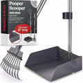 Metal Pooper Scooper for Dogs with Heavy Duty Long Handle Rake & XL Tray | Rustproof Aluminum Poop Scooper for Large Dogs, 36+" Handles and 9”W 9.5”L Extra Large Tray for Yard, Grass, Dirt & Gravel