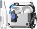 R-FUN for AirPods Pro 2 Case with Lock Magnetic Lid, Silver | Compatible with AirPods Pro 2nd Generation and AirPods Pro 1st Generation (2019) Case with Cleaner Kit & Carabiner, MagSafe