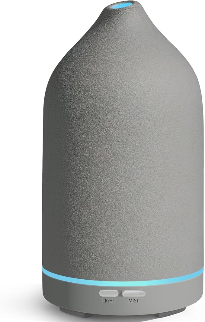 URPOWER 120mL Ceramic Essential Oil Diffuser Diffuser Oil Machine | Elegant Ceramic Finish with Ultrasonic Mist, Adjustable Modes and 7-Color LED Lighting for A Comfortable Home Atmosphere