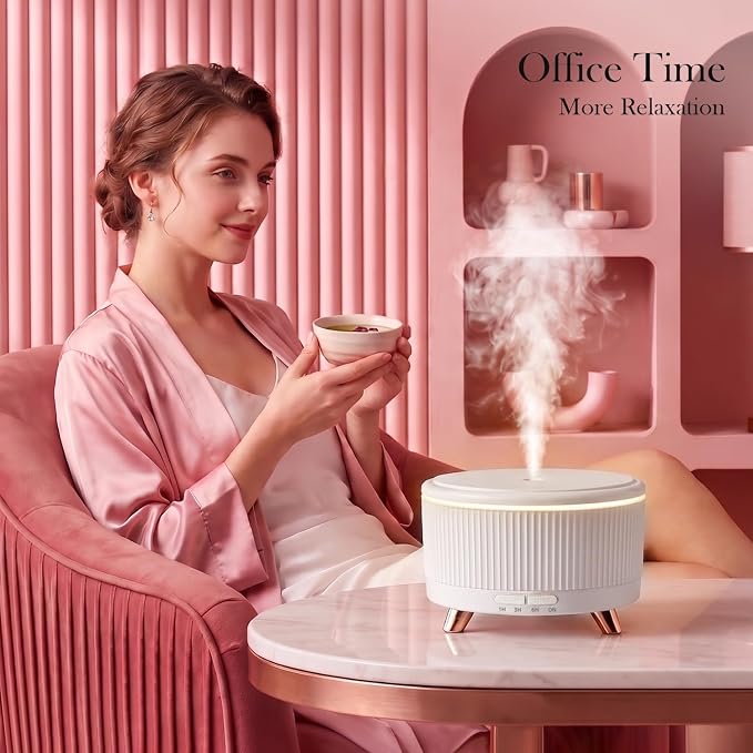 500ml Essential Oil Diffuser, Ultrasonic Aromatherapy Diffuser | Cool Mist Humidifier with Remote Control, 7-Color Lighting, Timer & Auto-off for Home/Bedroom/Yoga/Office/Living Room (White)