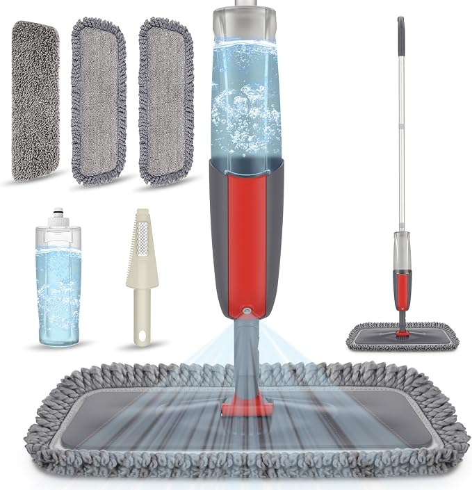 Spray Mops for Hardwood Floors Cleaning: Floor Mop with Sprayer Refillable | Wet Mop Multi-purpose, 3 Microfiber Pads for Swiffer Power Mop, Commercial Dust Dry Mops, for Wood Laminate Wood Tile Vinyl