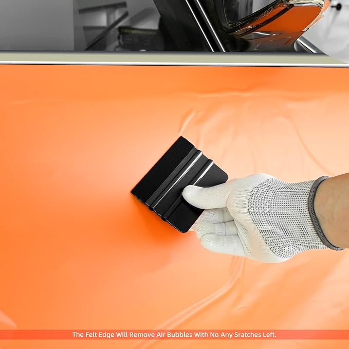 EHDIS 10pcs Vinyl Squeegee 4 Inch Car Vinyl Scraper Decal Applicator Window Tint Wallpaper Smoothing Tool with Black Fabric Felt Edge(Pure Black)
