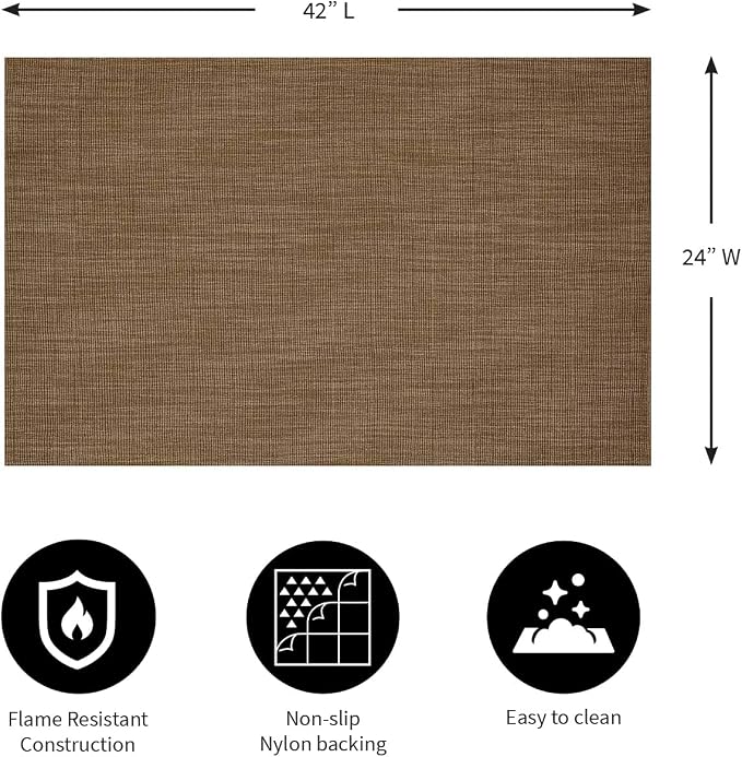 Plow & Hearth Dalton 2x3'6" Fireproof Hearth Rug | Mocha | Wool Blend Fireplace Mat | Hearth Rugs for Fireplaces Fire Resistant | Protect Hardwood Floor and Carpet from Sparks and Embers Wood Stove