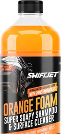 SwiftJet Orange Foam Car Wash Soap – pH Balanced Super Soapy Shampoo & Surface Cleaner – Thick Foaming Suds for Cars, Trucks, SUVs & Boats – Streak-Free Shine, Safe on Wax & Sealant (16 FL OZ)