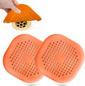 Bovinde Hair Drain Catcher,Square Cover for Shower 2 Pack (Orange) | Drainer Cover Silicone Hair Stopper with Suction Cups,Protector Accessories,Easy to Install Suit for Bathroom,Bathtub,Sink