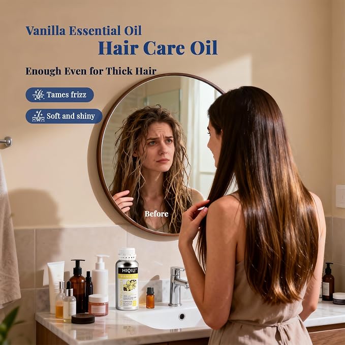 HIQILI Vanilla Essential Oil Bulk, Strong Scent for Candle Soap Making | Fragrance for Diffuser, Perfume, SPA, Making Spray, Skin Care, Add to Shampoo, Body Lotion - 500 mL / 16 fl oz