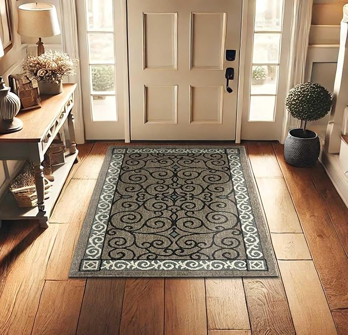 Pilgrim Home and Hearth 19673-1 - 3'x5' Area Rug - Area Rug with Non-Slip Backing, Ideal for Enteryway, Living Room, Bedroom, Kitchen, Bathroom, Laundry Room - Easy Clean, Durable, Low Pile Rug