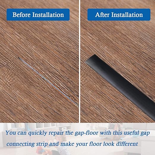 Floor Transition Strip Self Adhesive Floor Cover Strips Laminate 3" Wide Vinyl Flat Divider Transitions (7.5cm, 6.56Ft, Black)
