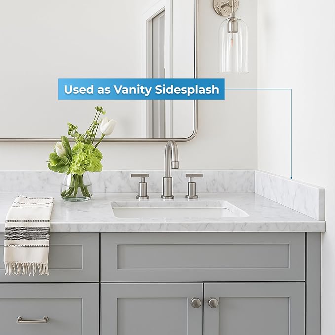 Bathroom Vanity Sink Backsplash/Sidesplash (Carrara Marble, 4" x 72")