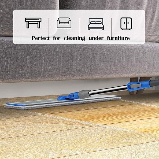 24 in Microfiber Wet & Dry Mops Heavy Duty Commercial Flat Floor Mop | Large Mops for Floor Cleaning Adjustable Handle with 4 Washable Mop Clothes