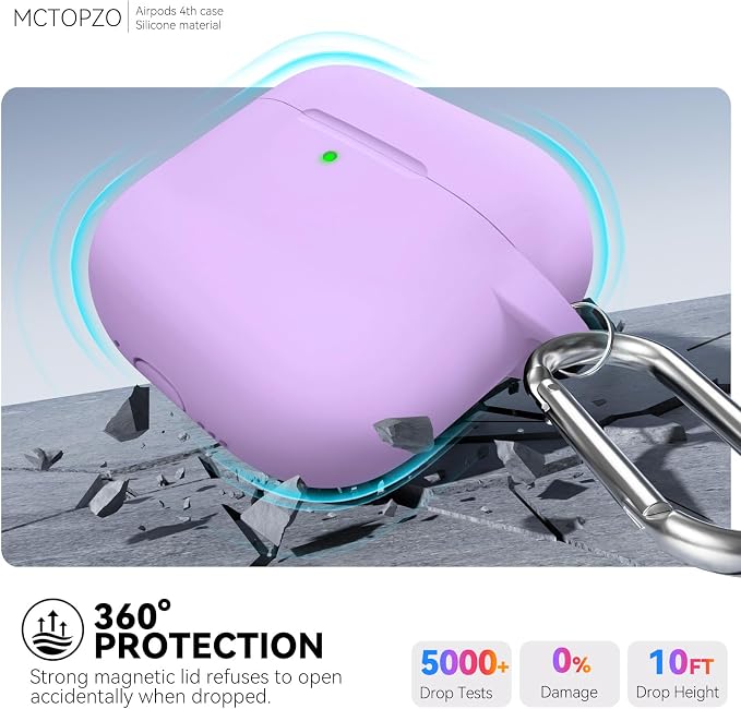 for AirPods 4 Case 2024 with Cleaner Kit & Keychain-Magnetic Purple | Silicone Protective Cover for Apple AirPods 4th Generation Case,for Women Men,One-Piece Design,Shockproof,Dust Proof,Magnetic