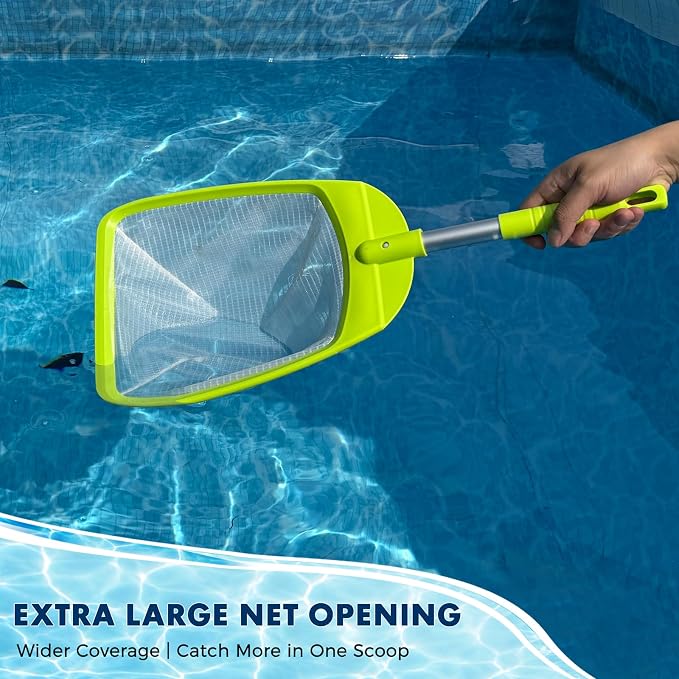 Sepetrel Pool Skimmer Net-Total Length 24 inches, Leaf Rake Nets with Aluminum Pole for Fast Cleaning Swimming Pools,Ponds, Hot Tub, and Spas, Pool Cleaner Supplies and Accessories