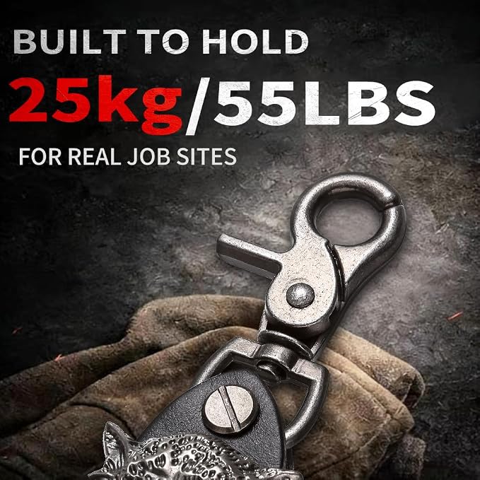 Heavy Duty Glove & Hat Clip with Carabiner, All-Metal Spring Clamp Work Glove Holder for Tool Belt, Harness, Backpack