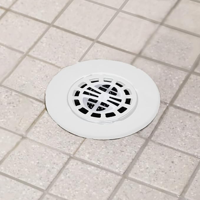 Danco Snap-in Shower Drain Cover with in-Drain Hair Catcher, 4-1/4" Round, White Strainer, (10533)