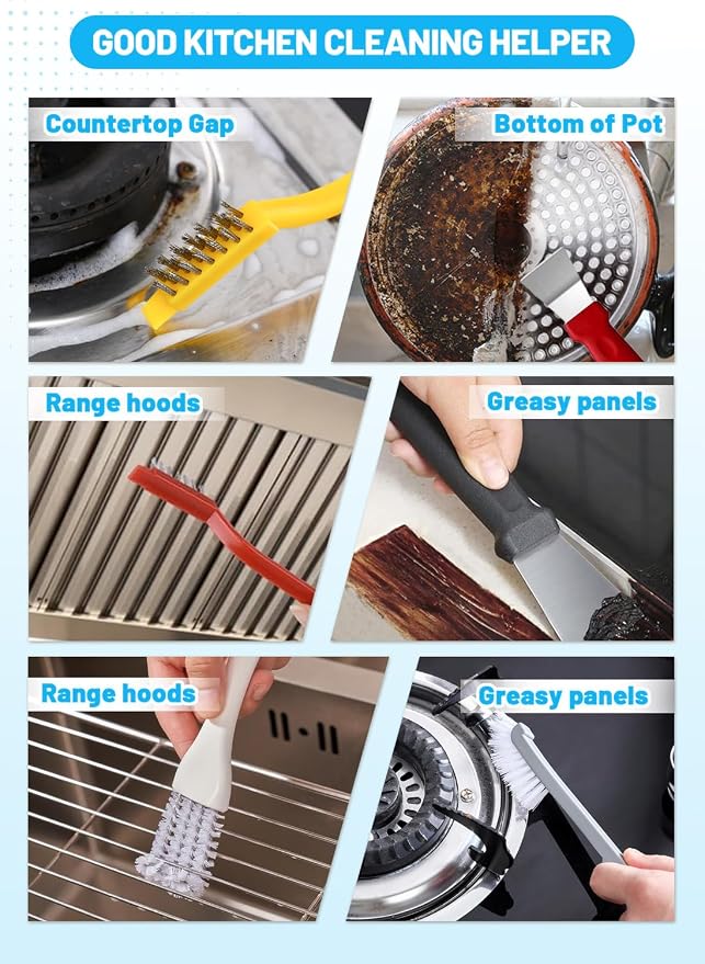 20Pcs Crevice Cleaning Brush Set, Hard Bristle Scrub Brushes Tools for Deep Cleaning Gap,Window Groove Cleaning Brush for Sliding Door, Sill, Tile Lines, Shutter, Corner, Sink, Teapot, Bottle