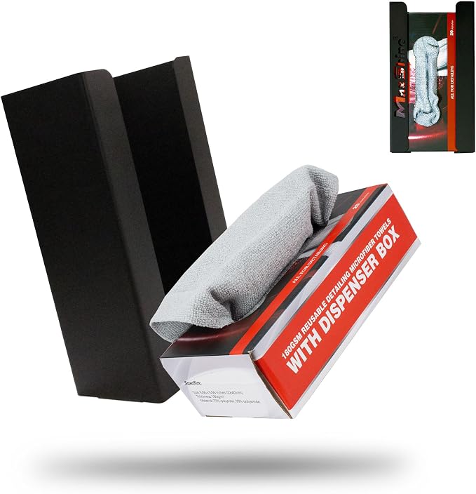 Maxshine Universal Metal Glove Box Holder & Microfiber Detailing Towels Set – Organizes Gloves, Towels, Wipes & Tissues in Garage or Workspace – Premium Auto Detailing Supplies & Accessories