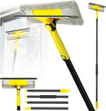 Professional Window Squeegee with 60" Extension Pole for Home | 2 in 1 Squeegee for Window Cleaning with Scrubber/ Rotatable Head for Car Glass Shower Indoor & Outdoor High Windows