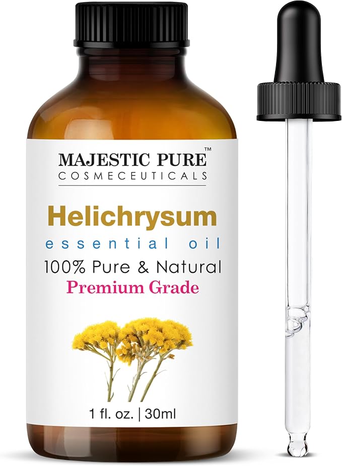 Majestic Pure Helichrysum Essential Oil for Diffuser - 1 fl oz | 100% Pure & Natural Essentials Oils for aromatherapy, massage blends and DIY home fragrance projects and room sprays