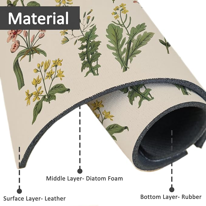 2PCS 24" X 5.5" Kitchen Sink Splash Guard Faucet Mat Floral Super Absorbent Fast Drying Faucet Guard & Draining Mat Sink Splash Guard Behind Faucet for Kitchen, Bathroom