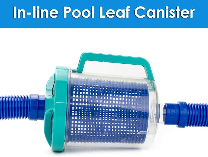 Pool Leaf Catcher Canister, in-line Leaf Canister for Pool Spa Cleaner, with Mesh Basket &Skimmer Socks,Fits Suction Manual & Automatic Pool Cleaners