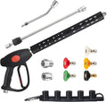 M MINGLE High Pressure Washer Gun with Extension Wand & 30° Curved Rod | Compatible with M22 14mm/15mm Fitting, 5 Nozzle Tips, 4000 PSI, for Car/Patio/Driveway Cleaning