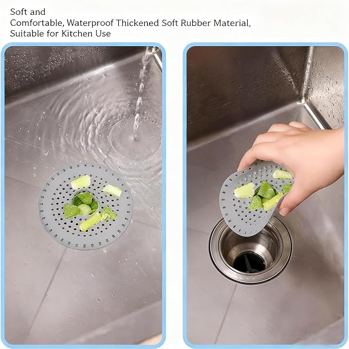 Shower Drain Hair Catcher, Premium Silicone Drain Protector & Shower Drain Cover for Regular Drains of Shower Room, Bathroom, Grey